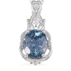 925 STERLING SILVER BLUE TOPAZ & ZIRCON PENDANT